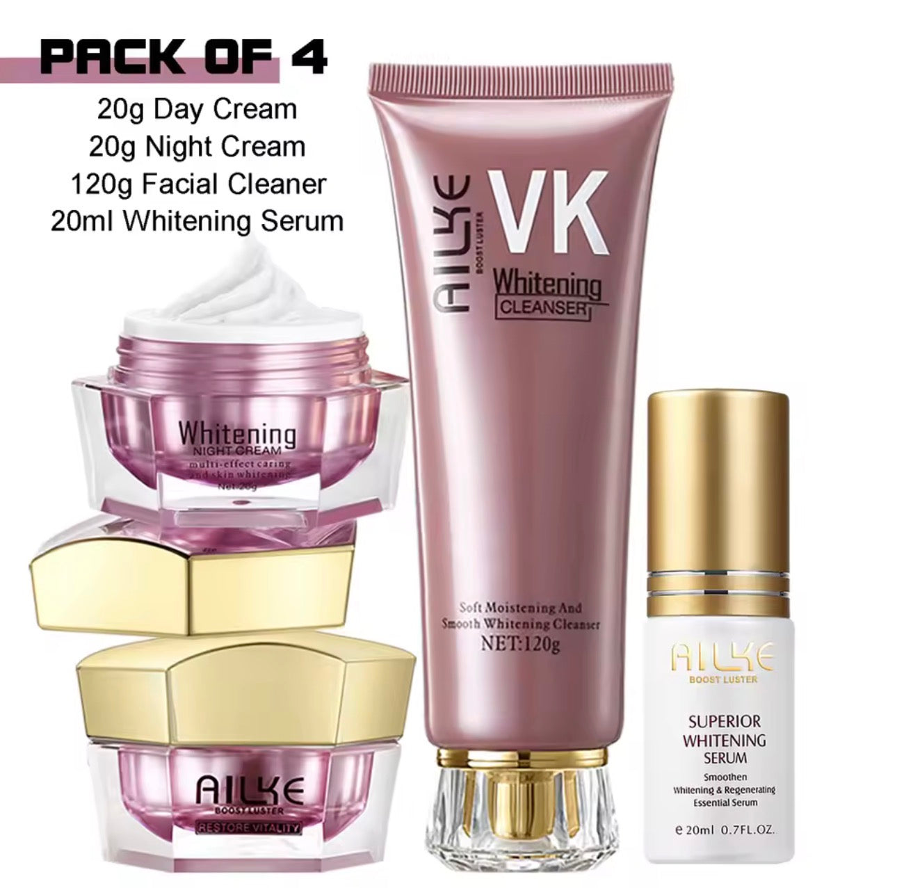 Routine Éclat Visage AILKE – Pack 4 Soins Blanchissants
